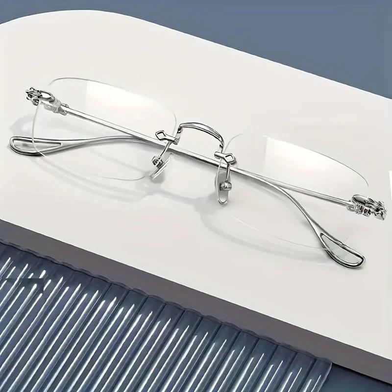 Exquisite Frameless Square Metal Flat Glasses Suitable for Boys and Girls' Daily Leisure Campus Business Decoration
