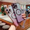Чехол для телефона с магнитным ремешком на запястье для iPhone 16, 15, 14 Plus, 13, 12, 11 Pro Max, защитный чехол с блестками и градиентом Love