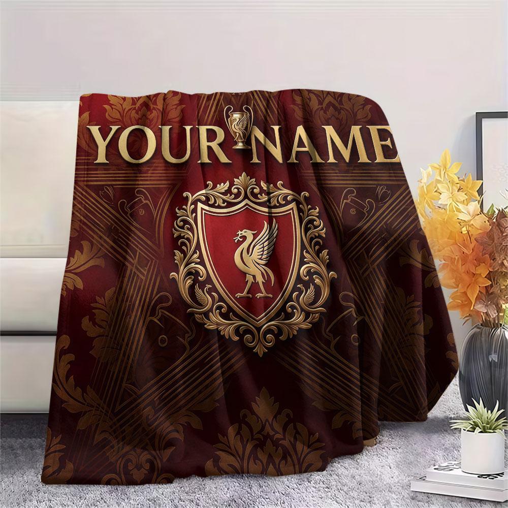 Custom Name,Liverpool Printed Flannel Blanket, soft throw for bedroom sofa, washable, Christmas present, great gift.
