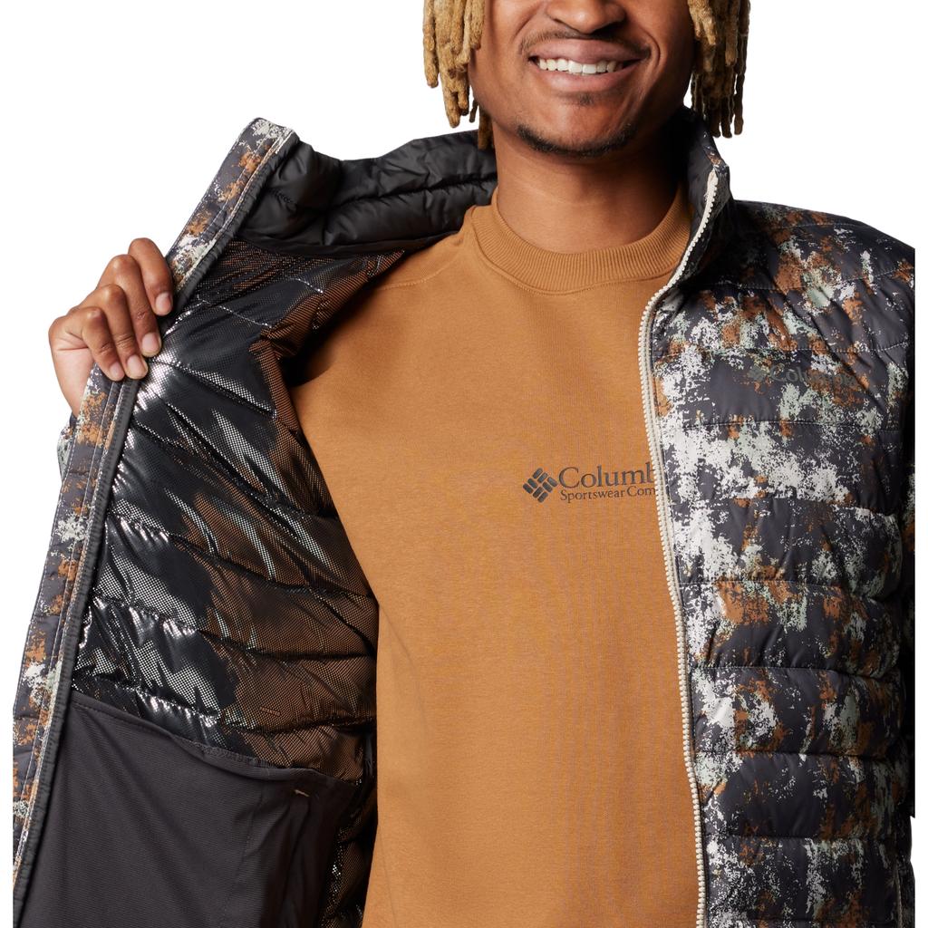Columbia Powder Lite II Printed Jacket, Mens Grey Jacket
