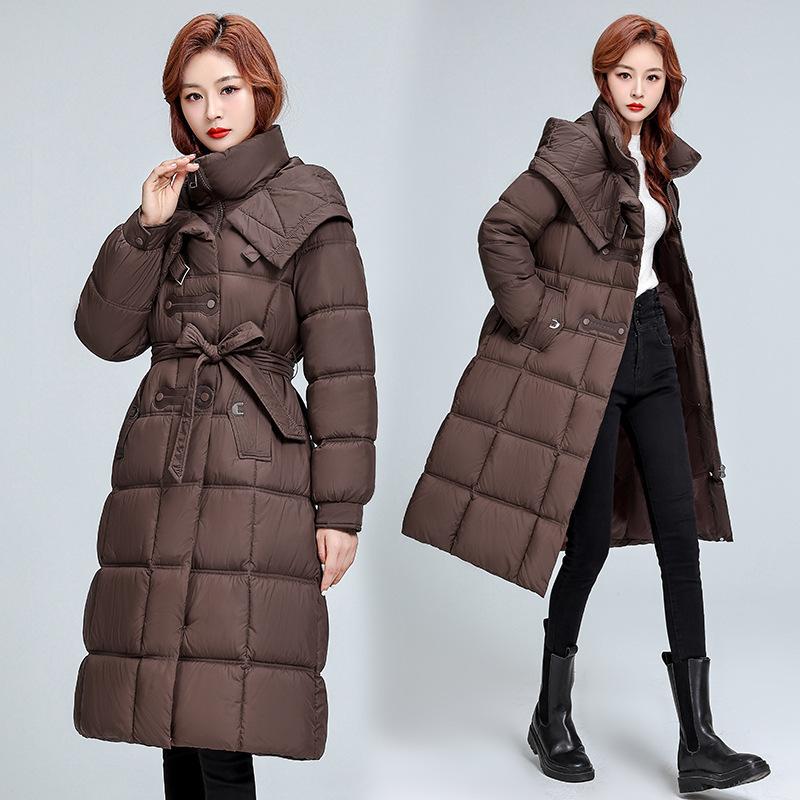 L-XL large size European long cotton-padded clothes women's winter knee-padded jackets loose large size foreign style fashion jackets cotton-padded cl