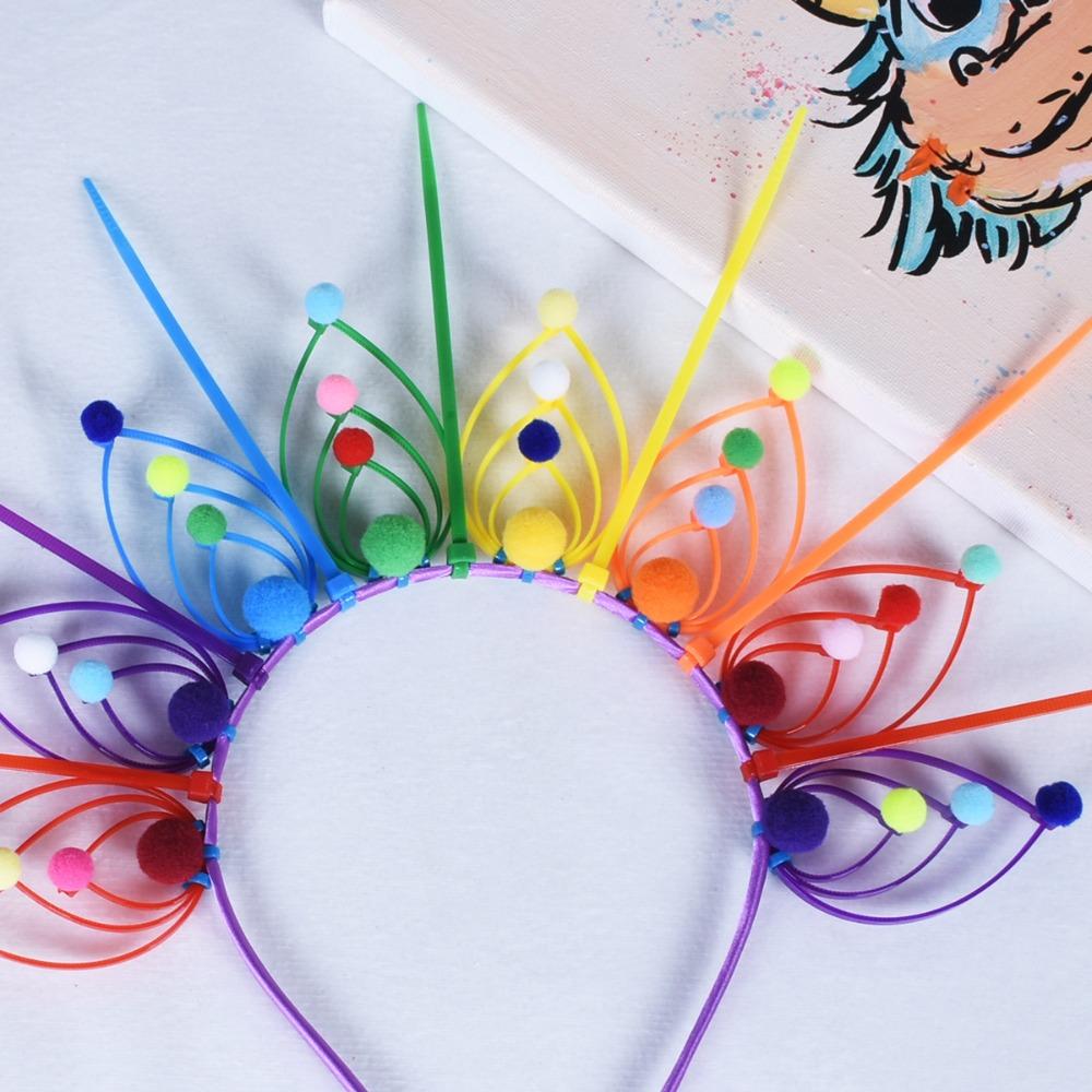Преувеличенная радужная повязка на голову, повязка на голову богини солнца, модный красочный цветочный обруч для волос, парад