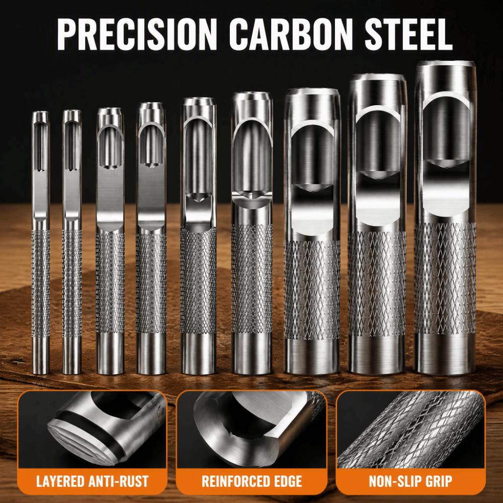 9pcs Durable Manual Chisel Punch Portable Leather Punch Tool Leather Hole Puncher For DIY Projects