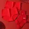 Langsha Women's Festive Red Cotton High-Waist Underwear & Socks Gift Set