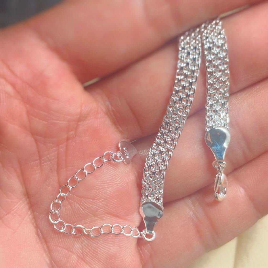 Посеребренный тисненый сетчатый плоский браслет-цепочка для часов Женские модные аксессуары