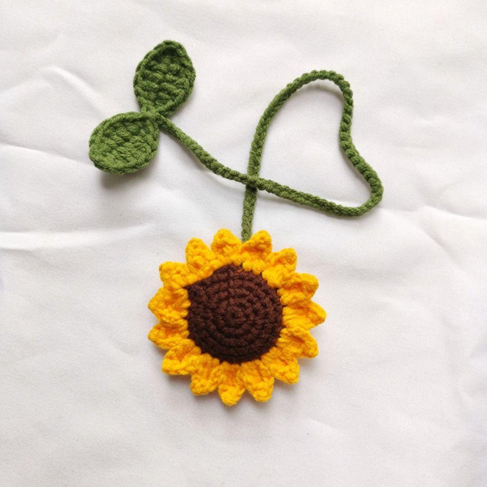 Multipurpose Car Handmade Crochet Sunflower Handmade Sunflower Car Mirror Accessories  Women