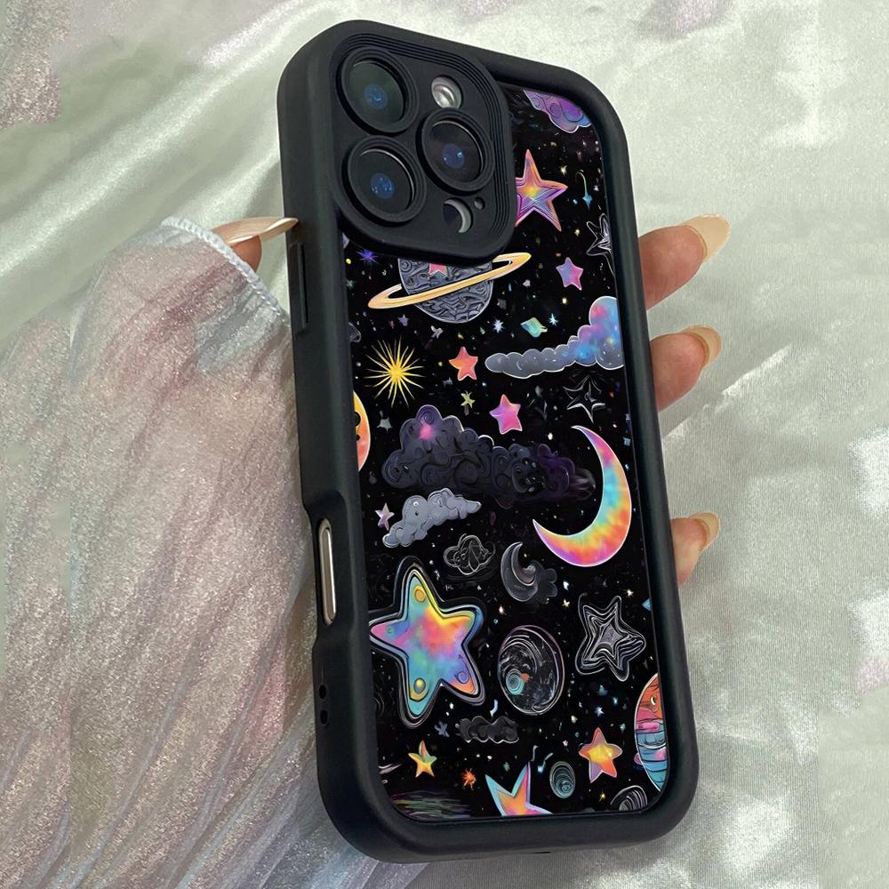 JT178 Цветное Космическое Место для Рисунков для iPhone 17 16 15 14 Pro Max Samsung S26 S25 S24 Ultra A17 A16 A07 A56 A55 A15 Xiaomi 15T Redmi 15c 14C Мягкий Чехол из ТПУ