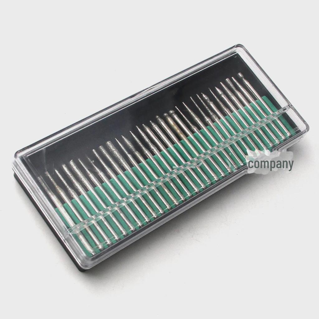 "30-Piece Diamond Grinding Head Set for Nail Polish, Jade, and Engraving - Mini Electric Grinder & Drill Tools"
