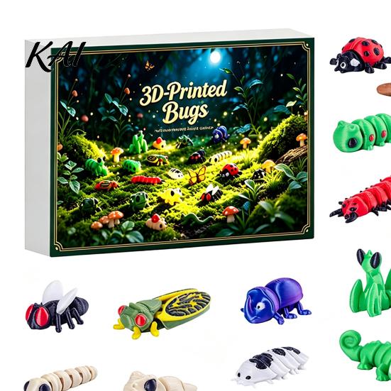 Advent Calendar for Kids 2026 Christmas Calendar, 24 Days 3D Printed Insect Fidget Toy Countdown Flexible Limb Play Sets Pcs Mini Articulated Animals