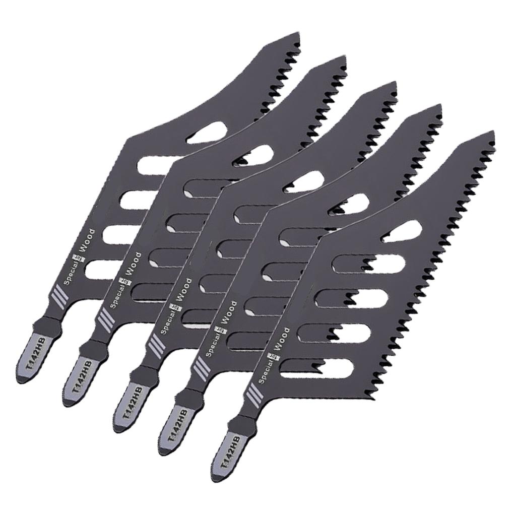 5 Pcs Flush Cutting Jigsaw Blade High Carbon Steel Irregular Curve Saw Blades with Handle for Softwood Fiberboard