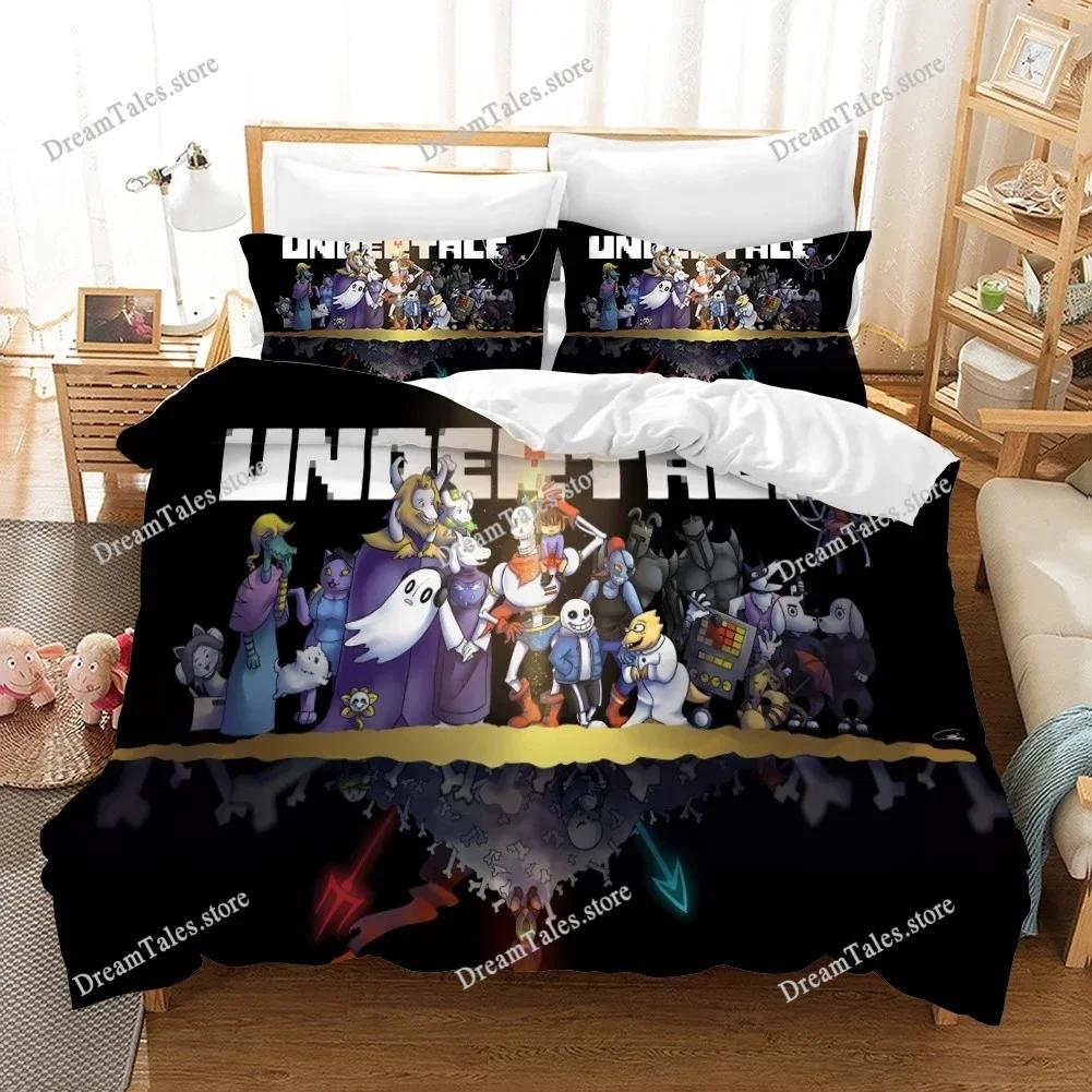 3D Печать Игра Undertale Фриск Санс Комплект Постельного Белья Пододеяльник Комплект Постельного Белья Покрывало Наволочка Одеяло Размер King Queen Для Мальчиков Взрослых74