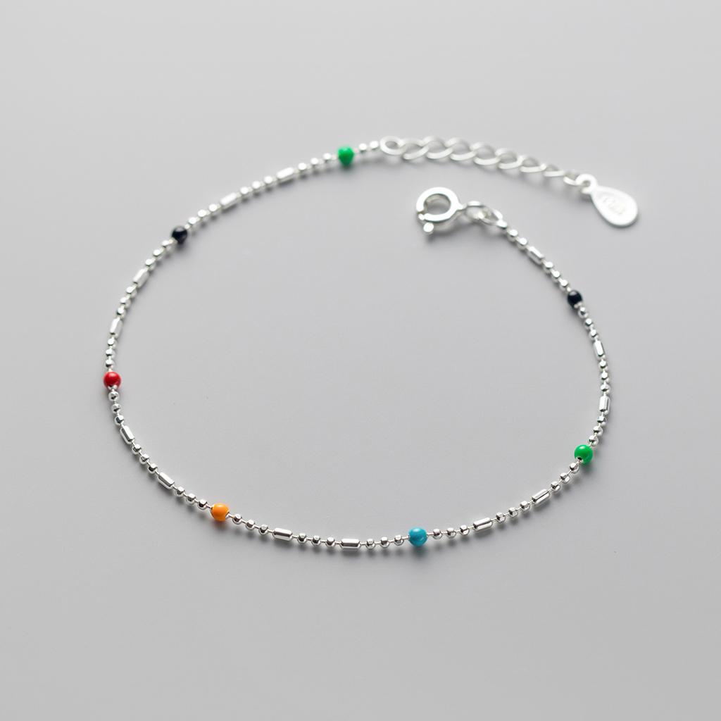 925 Silver Rainbow Beaded Bracelet Cute Little Bear Cloud Bracelet Women's Vintage Fashion Handwear Temperament Jewelry