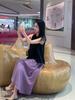 Summer new loose and versatile black sleeveless vest women's pleated A-shaped pendulum skirt two-piece set