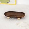 Wooden Riser Tray Multi-functional Round Oval Decorative Tray Pedestal Stand Bathroom Counter Jewelry Organizer Tray Decor