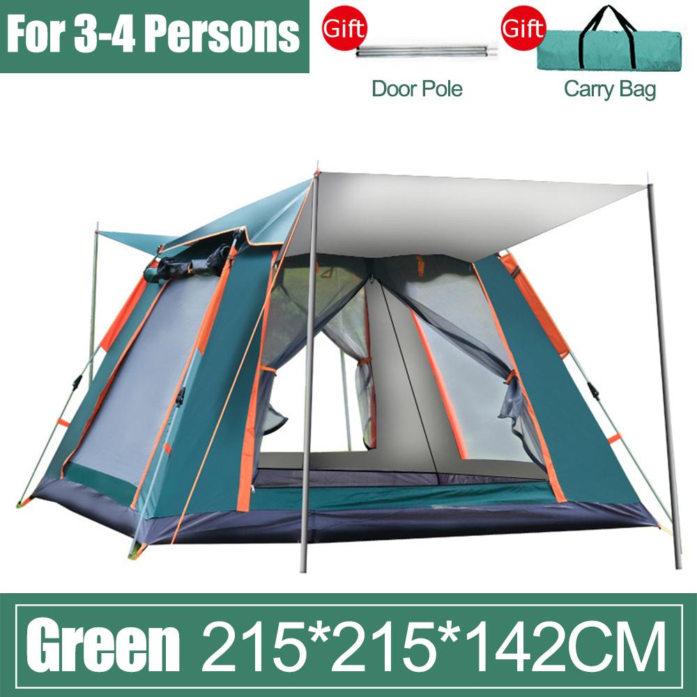 6-7/3-4 Person Large Fully Automatic Tent Quick Open Bomb-Up Instant Setup Camping Tent Four-Sided Windproof Rainproof Beach Carring Bag