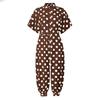 Leopard Jumpsuit Female Retro Female Short-Sleeved Button Casual Pants Loose