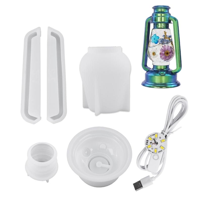 Artistic Resin Casting Mold Flexible Reusable Moulds Resin Oil Lamp Silicone Molds for Making Bedside Camping Lights