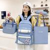 New Student Schoolbag Large Capacity Cartoon Four Piece Set Backpack Cute Primary and Secondary School Students Backpack Meal Bag Tutoring Bag