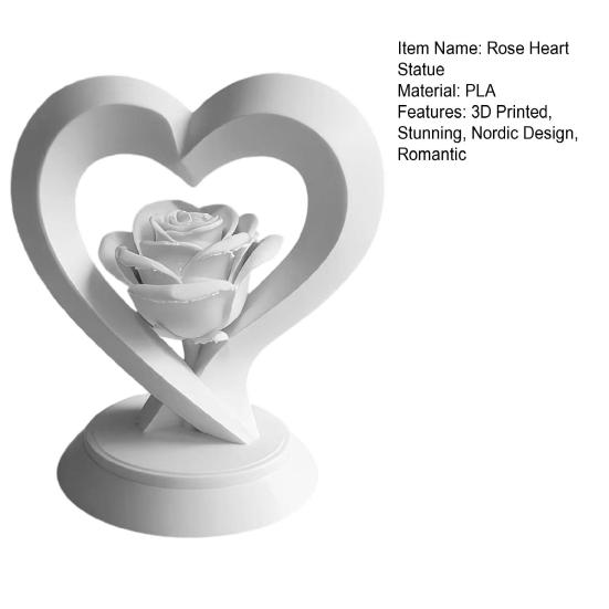 Фигурка Розовое Сердце, 3D-печатная скульптура Сердце, Романтический Декоративный Орнамент для Стола, Полки, Центральный Элемент