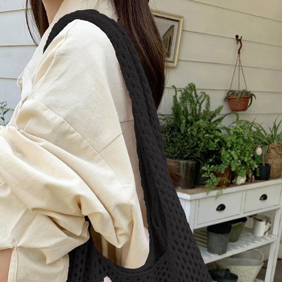 Вязаная пляжная сумка, ажурная тканая сумка через плечо с цветочным узором, сумка-тоут для повседневных выходов, праздников, шопинга на улице