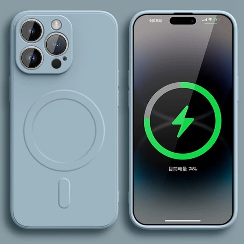 Оригинальный жидкий силикон для магнитного чехла Magsafe для iPhone 16 15 13 12 11 14 Pro Max с беспроводной зарядкой, матовый цветной мягкий чехол