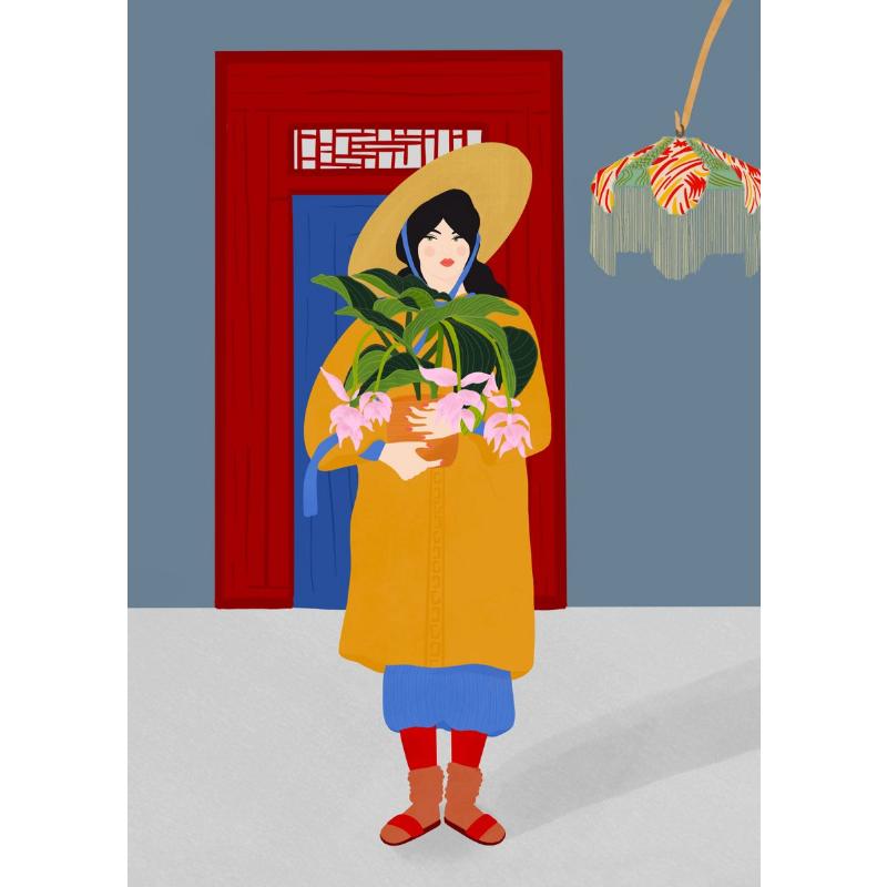 Абстрактное искусство Женщина Настроение Диван Джунгли Пижама Плакат Картина на холсте Смешная повседневная жизнь Настенная картина Гостиная Домашнее украшение