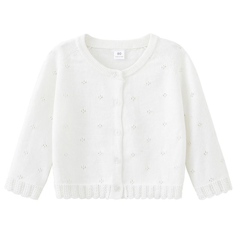 Spring and Autumn Children's Knitted Cardigan Jacket Girls Sweater Cardigan Hollow Thin Style