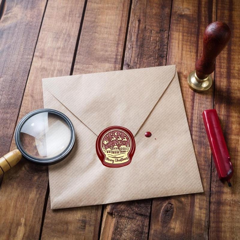 Vintage Stamp Head for Seal Letter Envelope Wedding Invitations Christmas Card Decoration, Christmas Embossed Seal Stamp