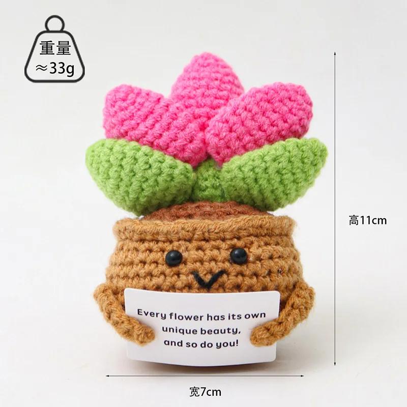 Mini Animal Crochet Potted Cute Handwoven Cartoon Flowers Creative Hand-knitted Car Home Desktop Shelf Decor Items Gift