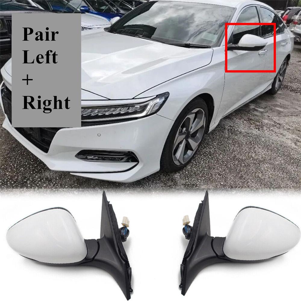Пара для Honda Accord Белый Левая Правая Сторона Электропривод Подогрев Зеркало с Поворотником