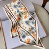 Spring/Summer Fashion Headbands For Women Flower Print Lightweight Scarf Streamer Soft Satin Neckerchief Elegant Hair Scarf