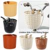 Retro Woven Front Handle Carrier Plastic Children's Bicycle Scooter Basket Front Riding Basket