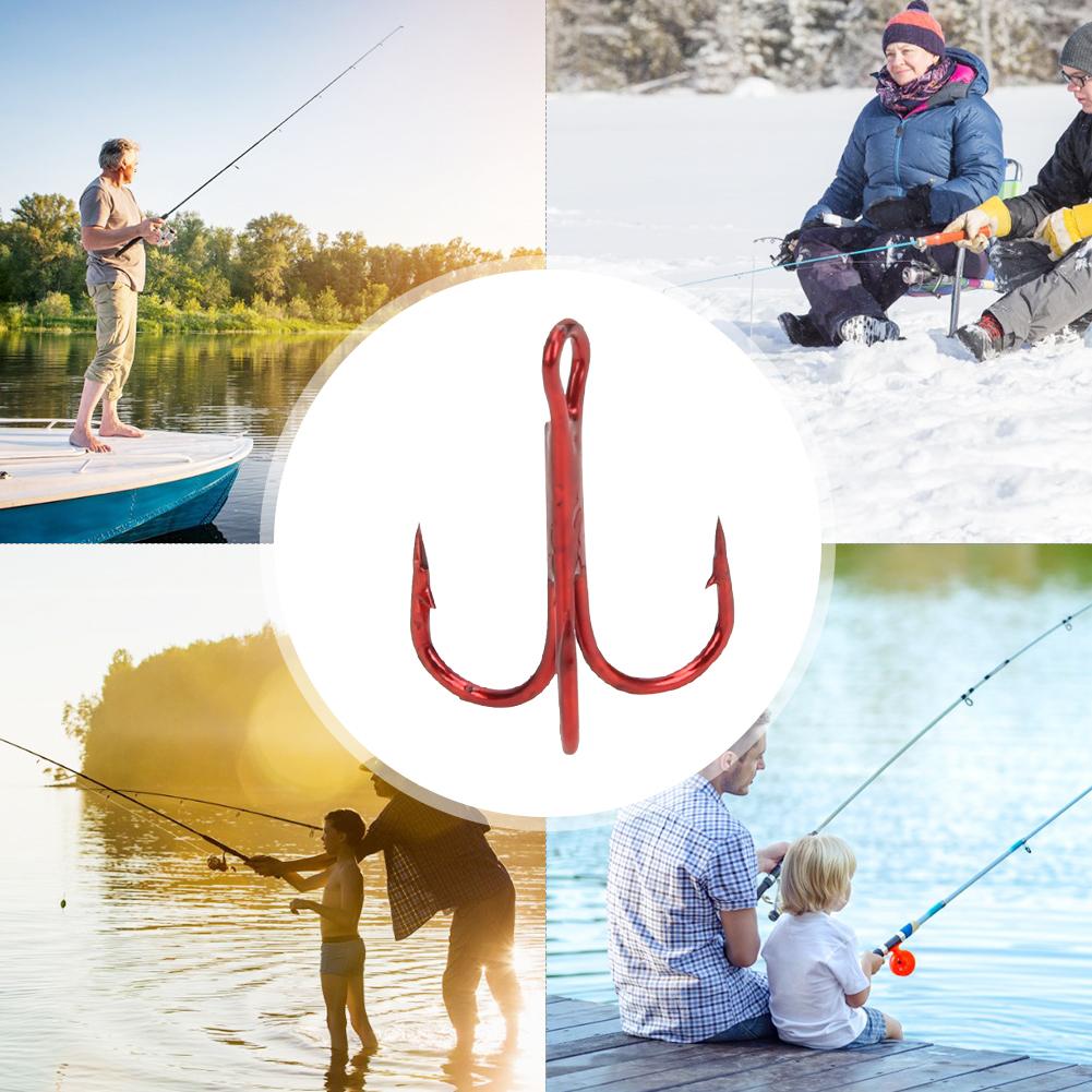 100 шт. Красные тройные крючки Высокоуглеродистая сталь Рыболовный крючок Крючок Рыболовные аксессуары 10#