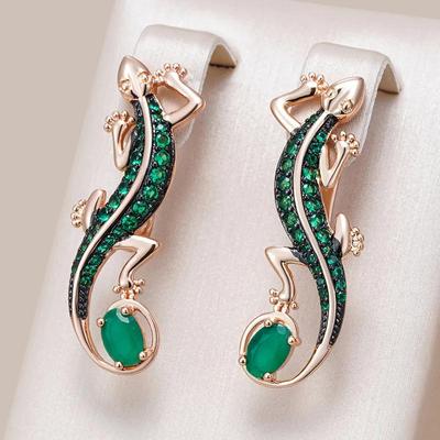 Индивидуальные большие серьги с зеленым цирконом и черным покрытием для женщин, модные золотые готические роскошные украшения