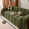 Простое шениловое покрывало для дивана с зеленым полосатым узором, универсальное цельное одеяло для дивана, чехлы для дивана, подходящие для домашних животных, декор для гостиной