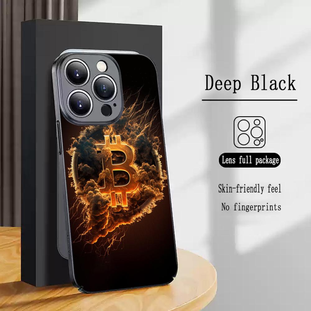 Стильный крутой чехол для телефона Bitcoin BTC для iPhone 16 15 14 13 12 11 X XR XS 8 Plus Mini Pro Max Мягкий черный Ударопрочный чехол