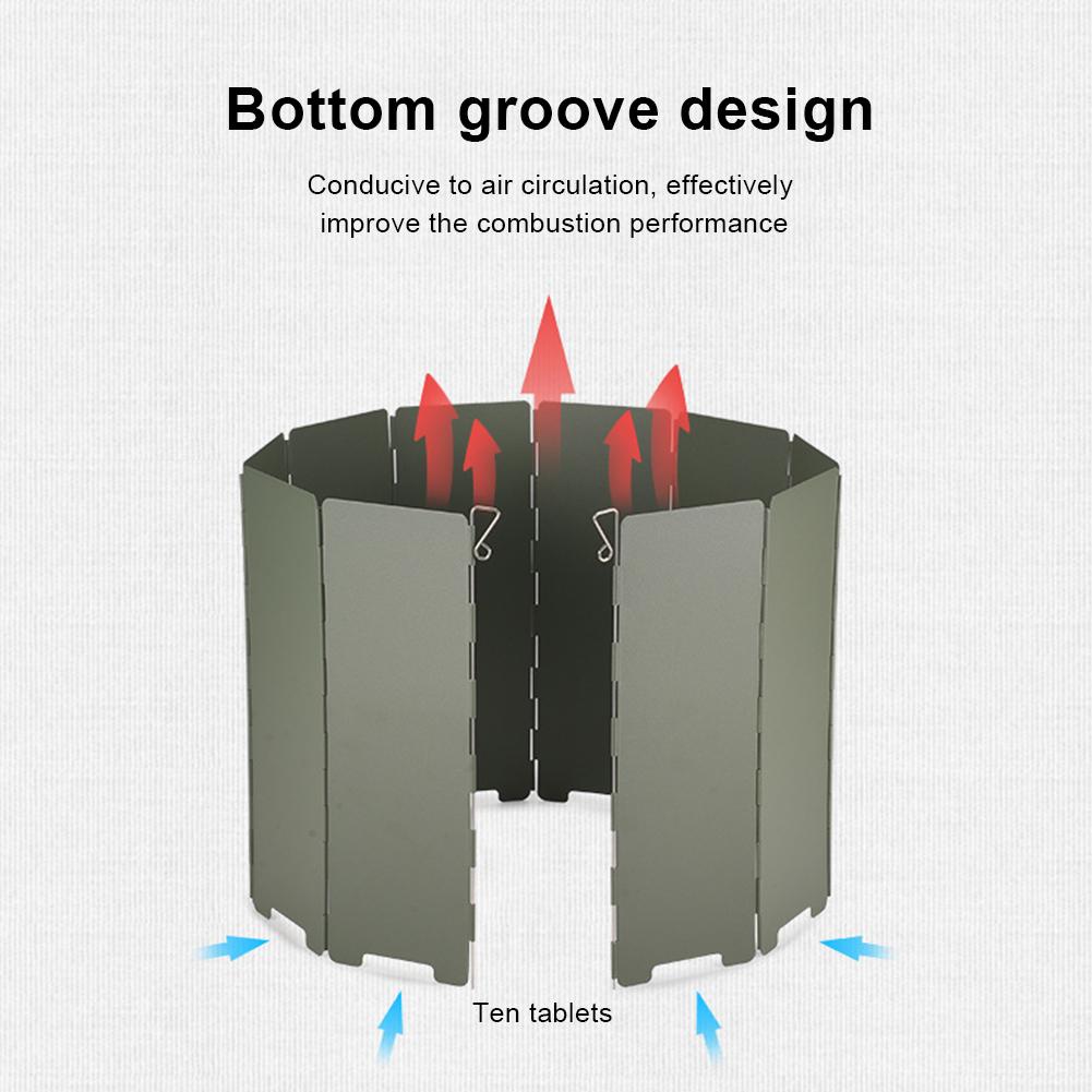 10 пластин Ветрозащитный экран для кемпинговой плиты с сумкой на шнурке, Ветрозащитный экран для уличной плиты, Складные ветрозащитные экраны для уличных плит, Инструмент для пикника