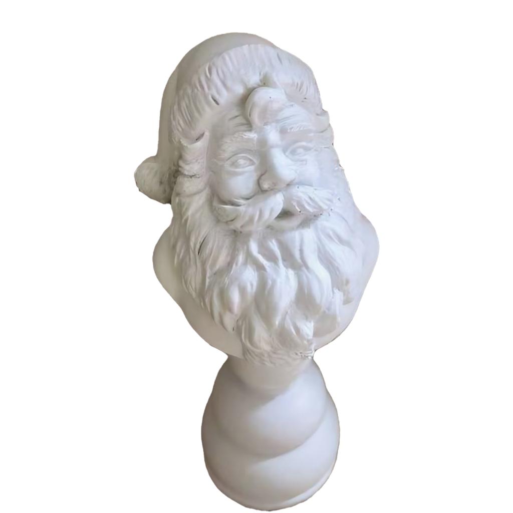 Santa Bust Figurine Craft Decoration Lightweight Christmas Statue White Ornament Compact Size Versatile Bookshelf, or