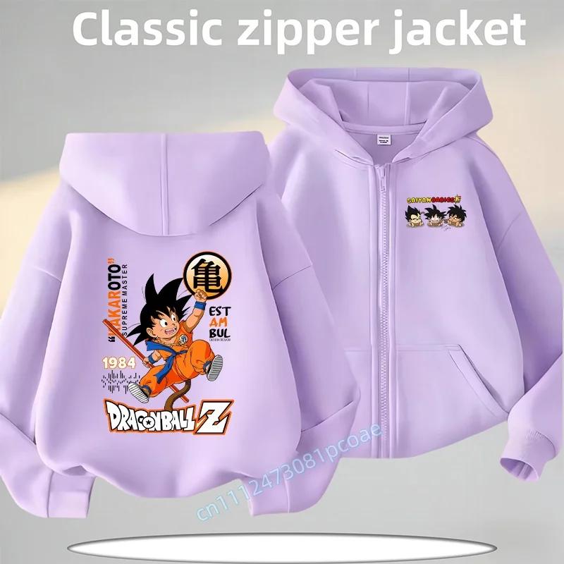 2026 Новый дизайн Пальто Dragon Ball Осень-Зима для Детей на Молнии, Кофта-Пуловер для Мальчиков, Повседневная Рубашка, Мультяшный Принт