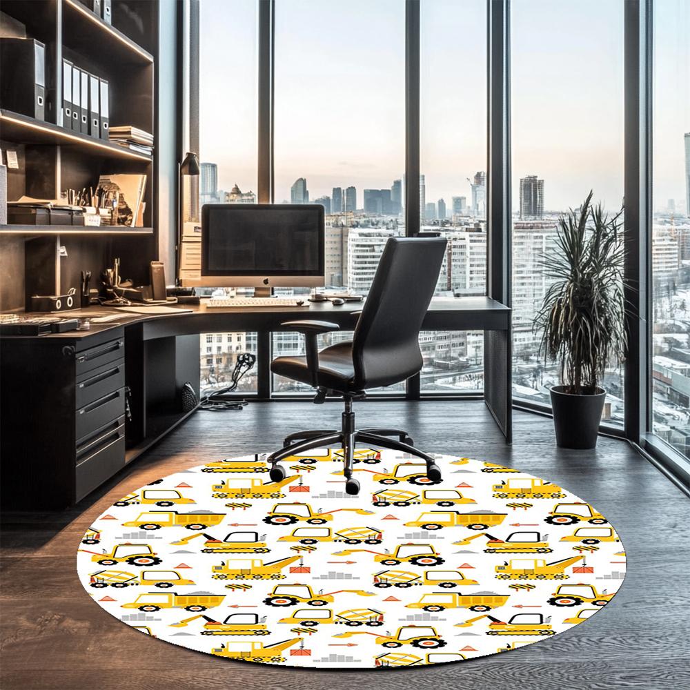 excavator Printed Round Rug Carpet Chair Rug Area Rug Entryway Doormats,for Office Chair Living Room Bedroom Kitchen Room.