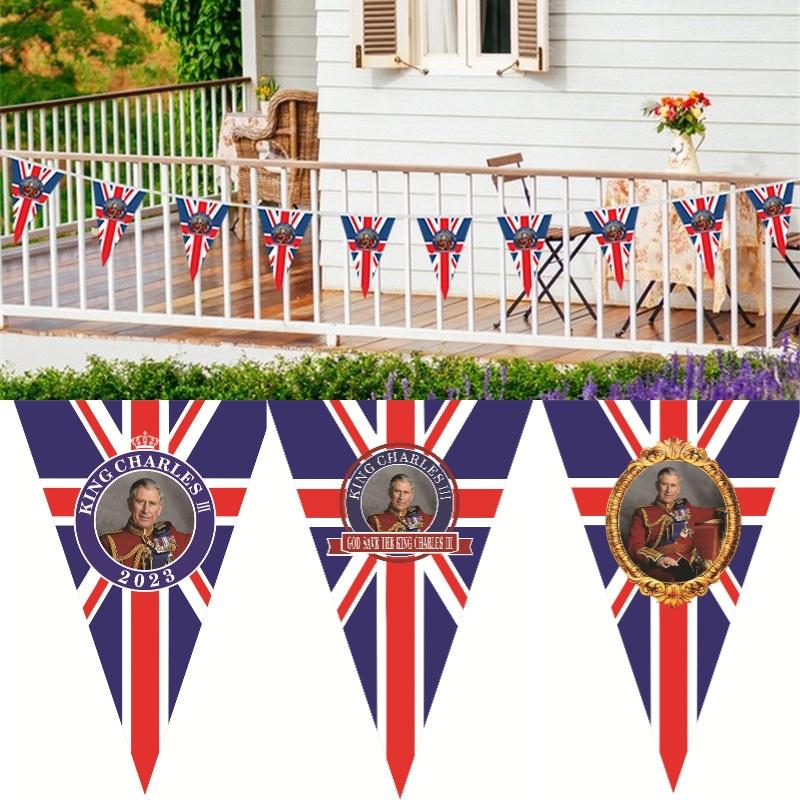 Британский флаг коронации короля Карла ручной 90x150см праздничный полиэстеровый баннер