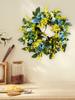 Door Spring Wreath Realistic Artificial Floral Wreaths with Green Leaves for Home Wall Door Decoration