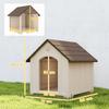 Dog House Weatherproof Doghouse 88 x 79 x 89 cm Elevated Dog Den with Flip-Up Asphalt Roof, Ground Anchors