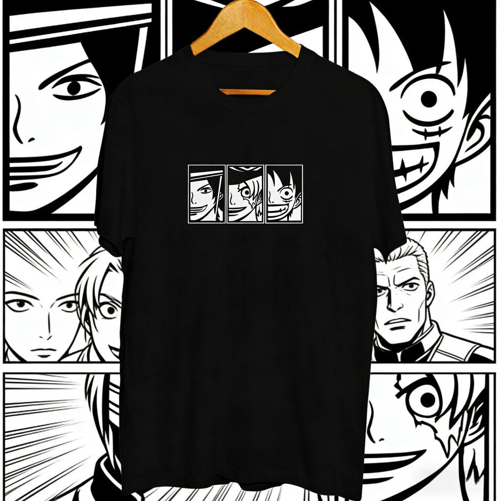 Summer 2026One Piece ASL Three Brothers Minimalist Comic Storyboard Trend Theme100Cotton Print Tshirt Adult Parentchild Top