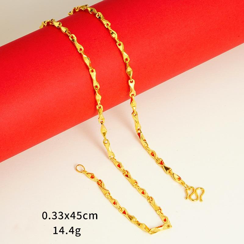 Ювелирные изделия из золотого песка для женщин, долговечная стойкость цвета, высококачественные аксессуары для ключичной цепи Niche, имитация золотой цепи