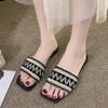 Size 43 Slippers, Summer Flat Flip-flops with A Square Head, Stylish Beach Holiday Slippers,