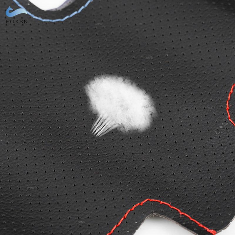 Автомобильный чехол для руля ручной работы из кожи, ткань, красная синяя полоска, синяя полоска для BMW E90 320i 325i 330i 335i E87 120i 130i