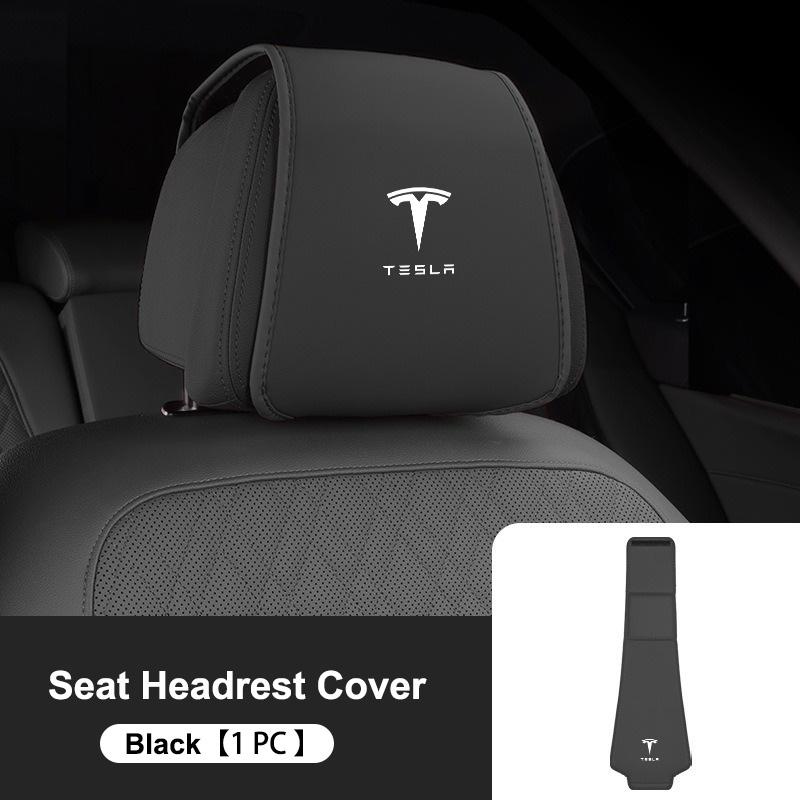 DWWDT1 Leather Car Interior Seat Headrest Cover Protector Pad For Tesla Model 3 Model Y Model X Model S P100D P85D 200 Auto Accessories