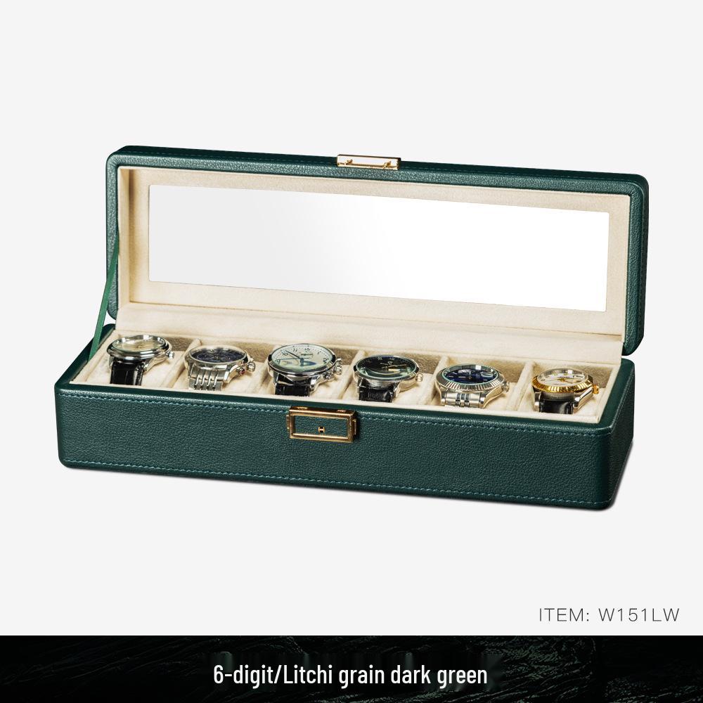 Коробка для хранения часов и очков из ПУ кожи с зернистой текстурой личи с несколькими отделениями