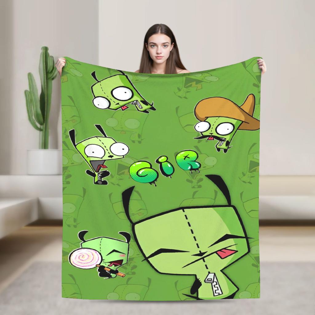 Warm Soft BlanketKids Travel Invaders Zims Gir Throw Blanket Flannel Bedspread For Couch Chair Sofa Bed Print Sofa Bed Cover